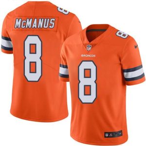 Broncos #8 Brandon McManus Orange Stitched Limited Rush Nike Jersey