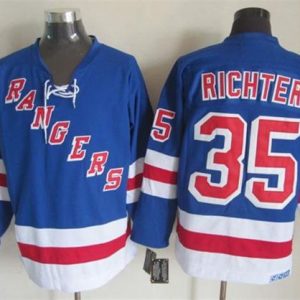 Rangers #35 Mike Richter Light Blue CCM Throwback Stitched Jersey