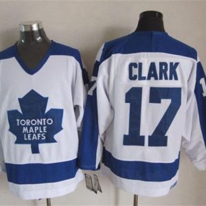 Maple Leafs #17 Wendel Clark White Blue CCM Throwback Stitched Jersey