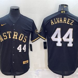 Houston Astros #44 Yordan Alvarez Black Gold 2022 World Series Stitched Baseball Jersey