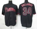 Phillies #34 Roy Halladay Black Fashion Stitched Jersey