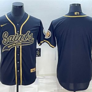 New Orleans Saints Blank Black Gold With Patch Cool Base Stitched Jersey