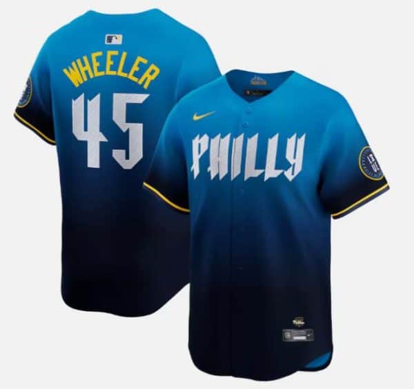 Philadelphia Phillies #45 Zack Wheeler Blue 2024 City Connect Limited Stitched Jersey
