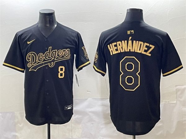 Los Angeles Dodgers #8 Enrique Hernandez Black Gold Limited Stitched Jersey