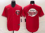 Minnesota Twins Red Team Big Logo Cool Base Stitched Jersey