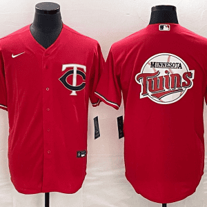 Minnesota Twins Red Team Big Logo Cool Base Stitched Jersey