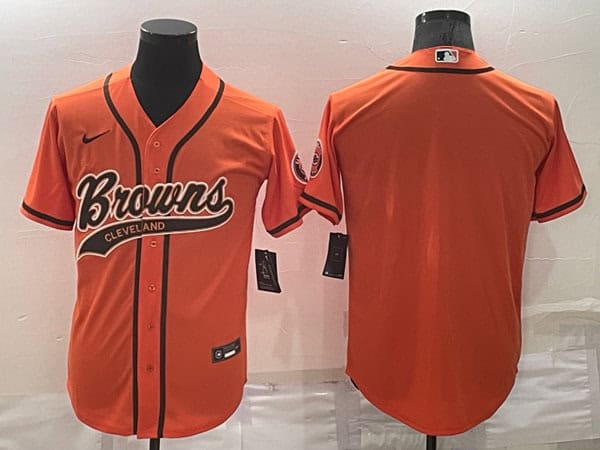 Cleveland Browns Blank Orange Stitched Jersey