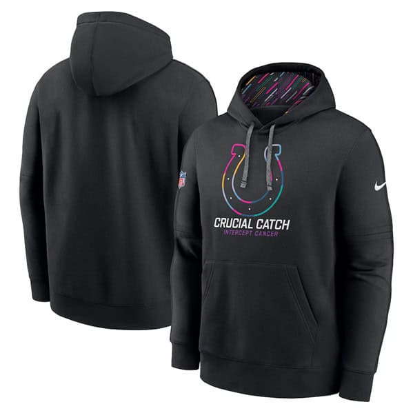 Indianapolis Colts Black 2024 Crucial Catch Club Pullover Hoodie