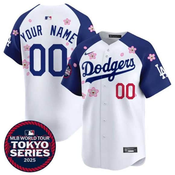 Los Angeles Dodgers Custom White Royal 2025 Tokyo Series Limited Stitched Jersey