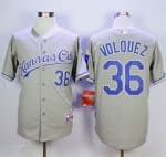 Royals #36 Edinson Volquez Grey Cool Base Road Stitched Jersey
