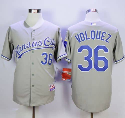 Royals #36 Edinson Volquez Grey Cool Base Road Stitched Jersey