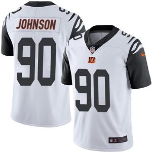Bengals #90 Michael Johnson White Stitched Limited Rush Nike Jersey