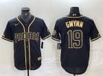 San Diego Padres #19 Tony Gwynn Black Gold With Patch Cool Base Stitched Jersey