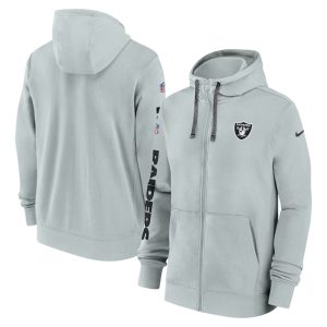 Las Vegas Raiders Gray 2024 Team Full-Zip Hoodie