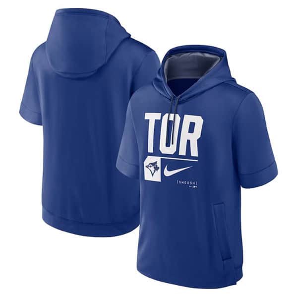 Toronto Blue Jays Royal Tri Code Lockup Short Sleeve Pullover Hoodie