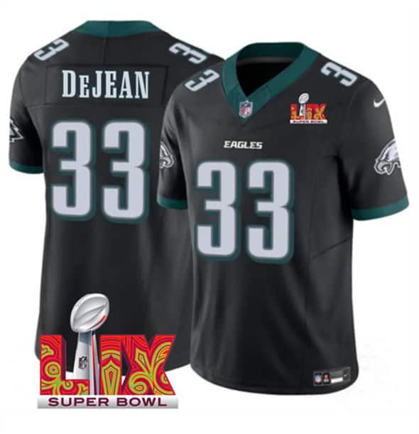 Philadelphia Eagles #33 Cooper DeJean Black 2025 Super Bowl LIX Patch Vapor Untouchable Limited Stitched Jersey