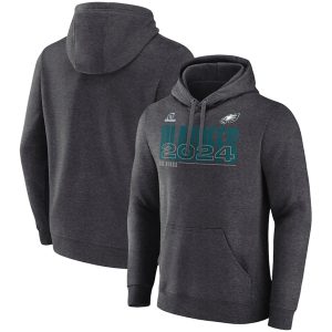 Philadelphia Eagles Heather Charcoal 2024 Playoffs Pullover Hoodie