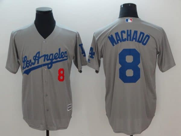 Los Angeles Dodgers #8 Manny Machado Gray Cool Base Stitched Jersey