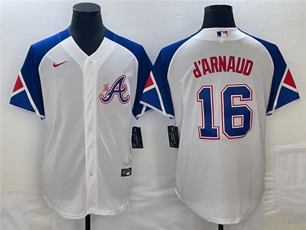 Atlanta Braves #16 Travis D'Arnaud White 2023 City Connect Cool Base Stitched Jersey