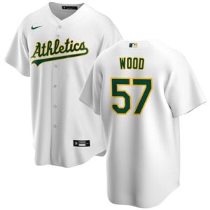 Oakland Athletics #57 Alex Wood White Cool Base Stitched Jersey
