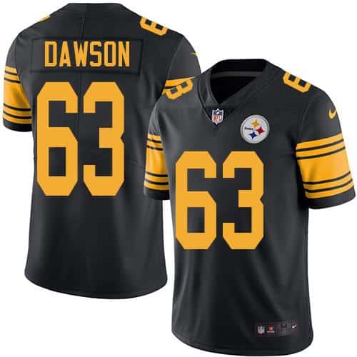 Steelers #63 Dermontti Dawson Black Stitched Limited Rush Nike Jersey