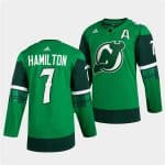 New Jersey Devils #7 Dougie Hamilton Green Warm-Up St Patricks Day Stitched Jersey