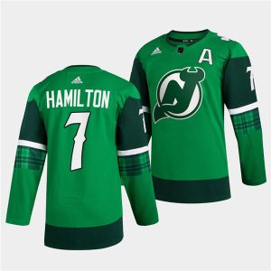 New Jersey Devils #7 Dougie Hamilton Green Warm-Up St Patricks Day Stitched Jersey
