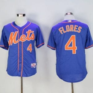 Mets #4 Wilmer Flores Blue Cool Base Stitched Jersey