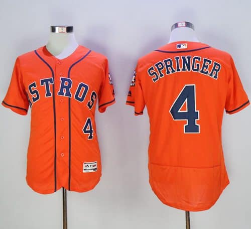 Astros #4 George Springer Orange Flexbase Authentic Collection Stitched Jersey
