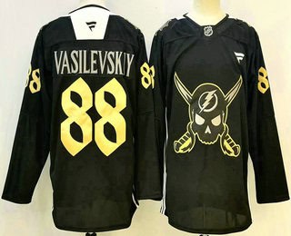 Tampa Bay Lightning #88 Andrei Vasilevskiy Black Pirate Themed Warmup Authentic Jersey