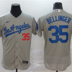 Los Angeles Dodgers #35 Cody Bellinger Grey Flex Base Stitched Jersey