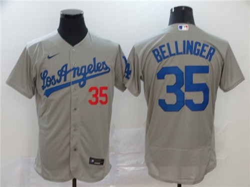 Los Angeles Dodgers #35 Cody Bellinger Grey Flex Base Stitched Jersey