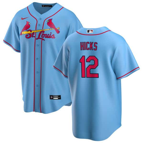 St. Louis Cardinals #12 Jordan Hicks Blue Cool Base Stitched Jersey