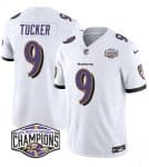 Baltimore Ravens #9 Justin Tucker White F.U.S.E. 2024 AFC North Division Champions Vapor Limited Jersey