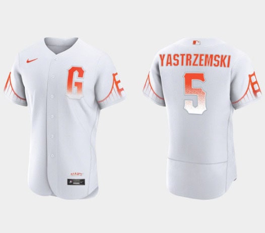 San Francisco Giants #5 Mike Yastrzemski White City Connect Flex Base Stitched Jersey