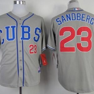 Cubs #23 Ryne Sandberg Grey Alternate Road Cool Base Stitched Jersey
