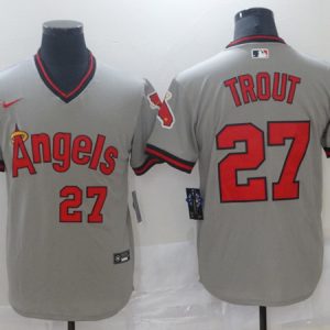 Los Angeles Angels White #27 Mike Trout 2020 Grey Cool Base Stitched Jersey