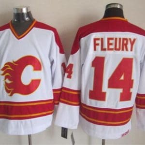 Flames #14 Theoren Fleury White CCM Throwback Stitched Jersey