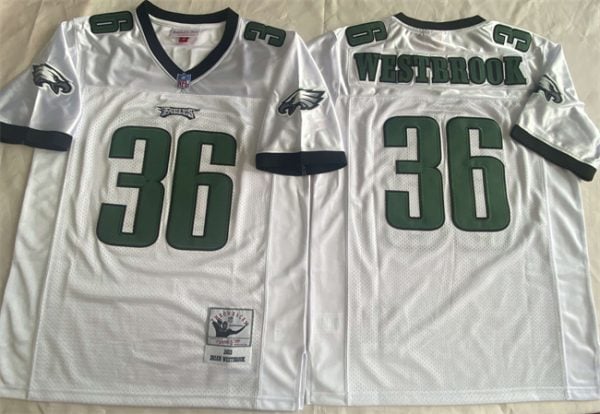 Philadelphia Eagles #36 Brian Westbrook White Throwback Stitched Jersey