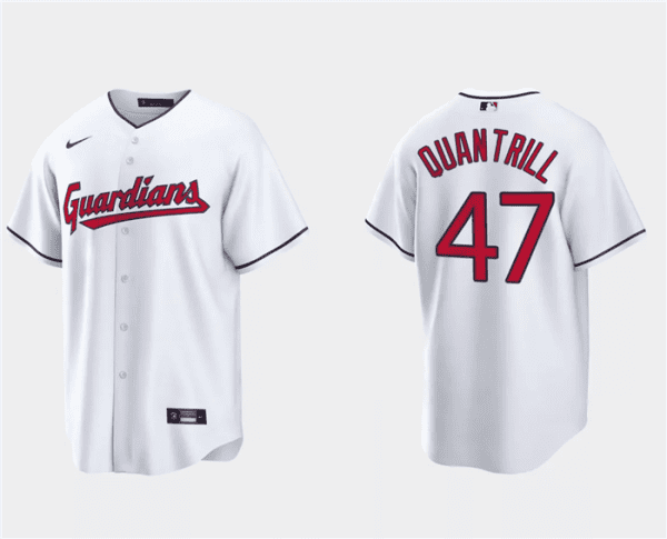 Cleveland Guardians #47 Cal Quantrill White Cool Base Stitched Jersey