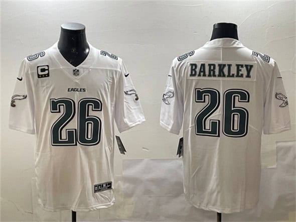 Philadelphia Eagles #26 Saquon Barkley White Fashion With 3-Star C Patch Vapor Untouchable Limited Stitched Jersey