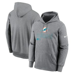 Miami Dolphins Gray Performance Pullover Hoodie