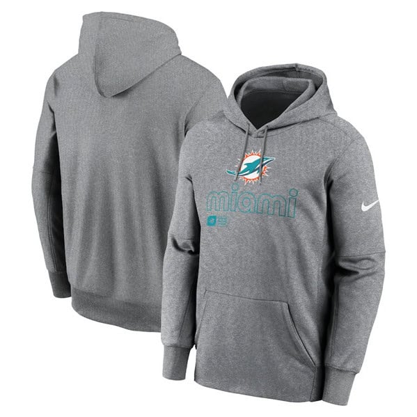 Miami Dolphins Gray Performance Pullover Hoodie
