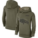 Denver Broncos Olive Salute To Service Team Logo Performance Pullover NFL Hoodie