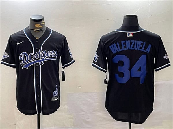 Los Angeles Dodgers #34 Toro Valenzuela Black 2024 World Series Champions Limited Stitched Jersey