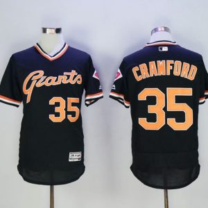 Giants #35 Brandon Crawford Black Flexbase Authentic Collection Cooperstown Stitched Jersey