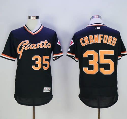 Giants #35 Brandon Crawford Black Flexbase Authentic Collection Cooperstown Stitched Jersey