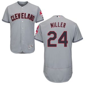 Indians #24 Andrew Miller Grey Flexbase Authentic Collection Stitched Jersey