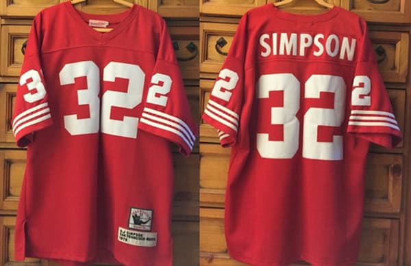 San Francisco 49ers #32 O.J Simpson Red Throwback Stitched Jersey