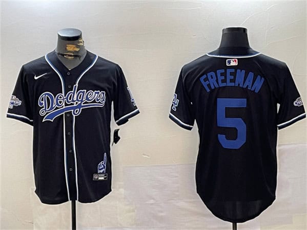 Los Angeles Dodgers #5 Freddie Freeman Black 2024 World Series Champions Limited Stitched Jersey